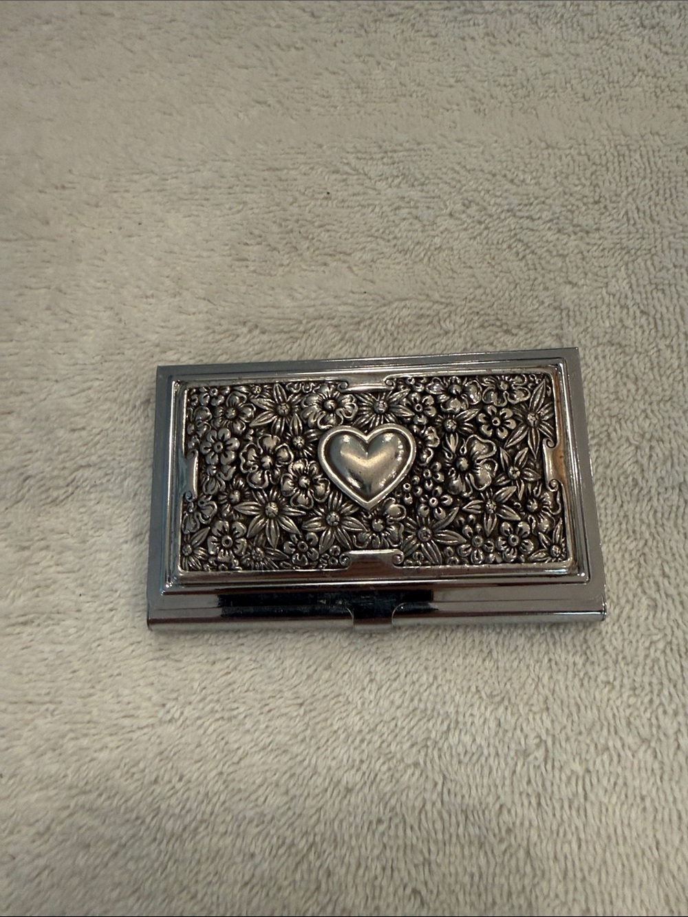 Brighton Silver Floral Heart Card and/or Pill Holder